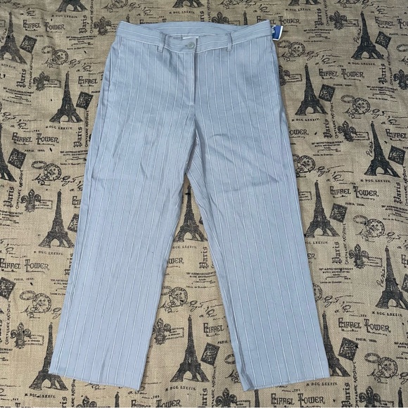 J.Jill NWT! Linen Stretch Gray/White Straight Leg Crop Pant Size 10 - Picture 3 of 14